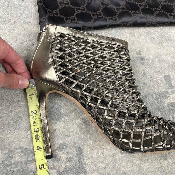 Gucci Eline Caged Bronze Metallic Booties Open Toe Sz 38.5 - Picture 15 of 16